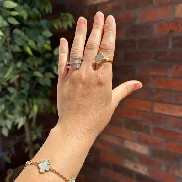 Serpenti Snake Silver Gold Triple Crystal Resizable Ring - Picture 8 of 17